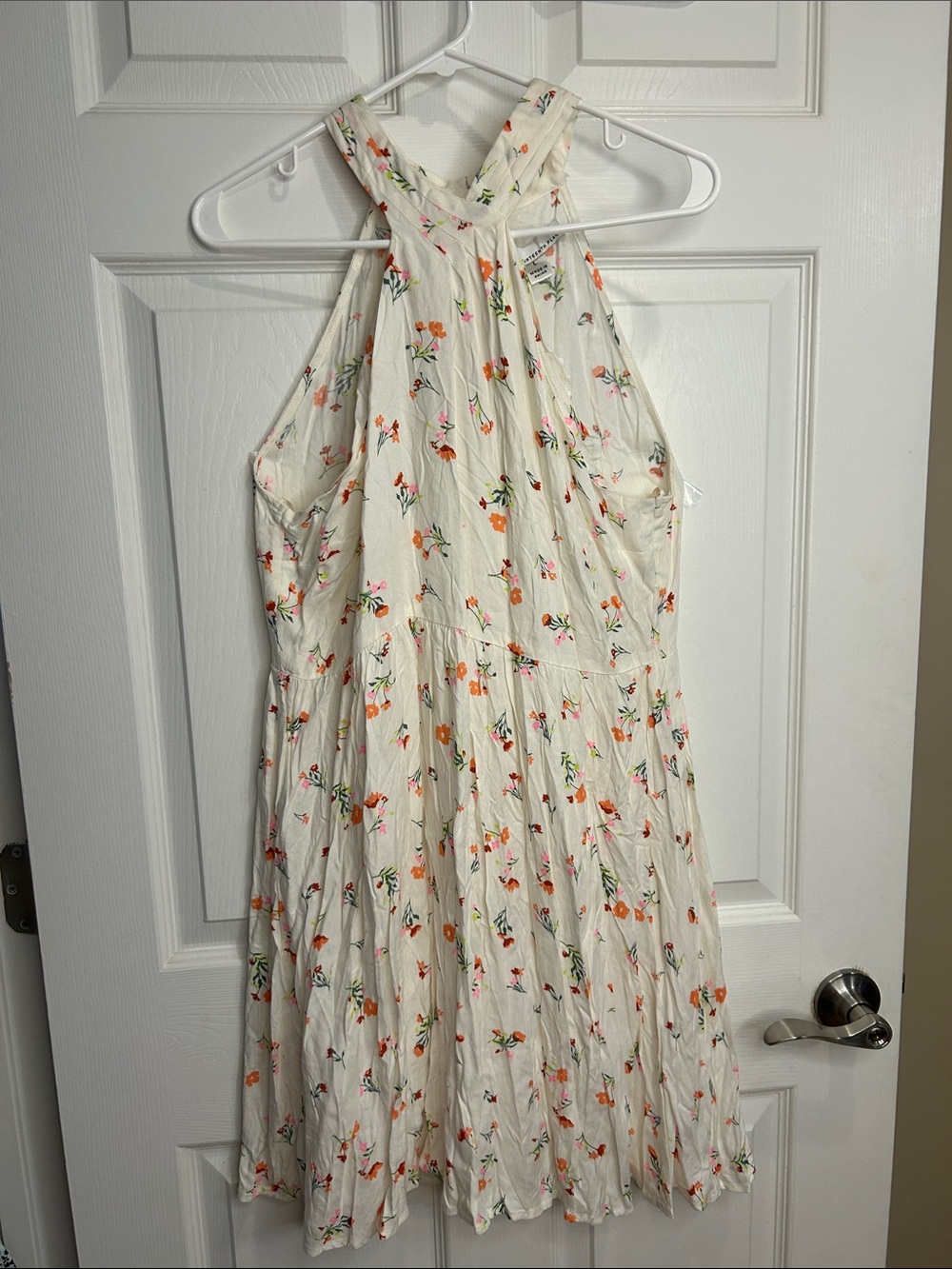 Cream Floral Halter Mini Dress - Lightweight Summer Style